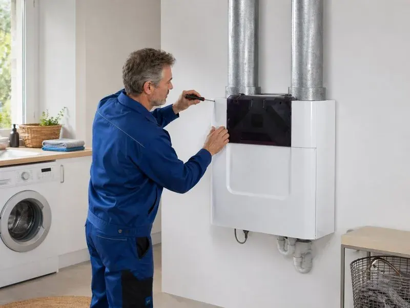 Technicien LCDER réglant une VMC double flux